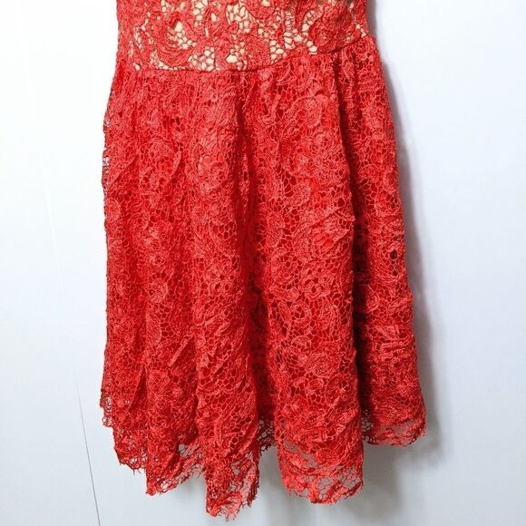 NWT CLOCOLOR Coral Lace Party Midi Dress XL - Picture 3 of 8